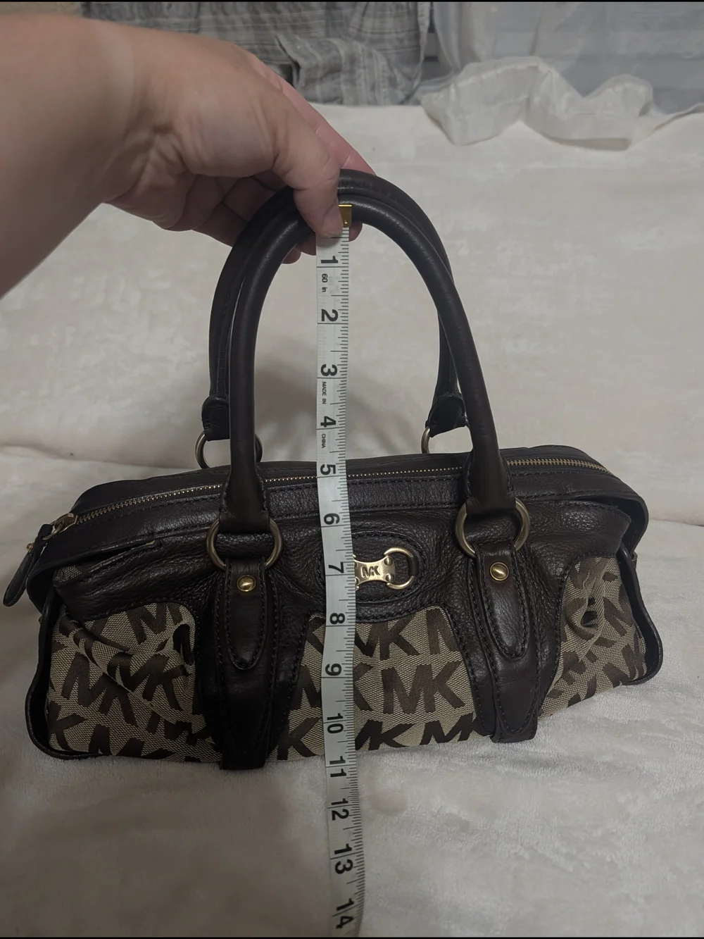 Michael Kors Brown and Tan MK Logo Gansevoot Satchel